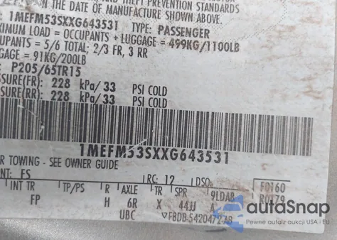 1999 Mercury Sable Ls from USA, damaged, VIN 1MEFM53SXXG643531